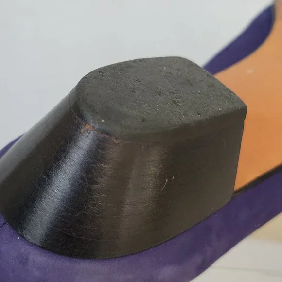 Vintage Salvatore Ferragamo Purple Nubuck Vara Plate Bow Low-Heel Pump Shoes 9AA - Picture 12 of 16